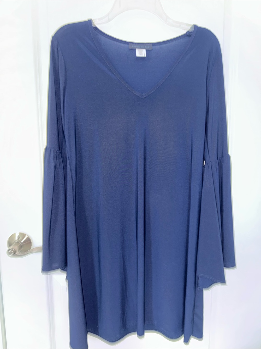 American City Wear Navy V-Neck Bell Sleeve Tunic